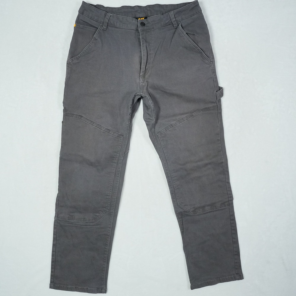 Caterpillar Mens‎ 36x32 (Fits 33x30) Carpenter Work Pants Grey Double Knee CAT